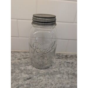 Vintage Ball Perfect Mason Clear Quart Canning Jar With Zinc Lid